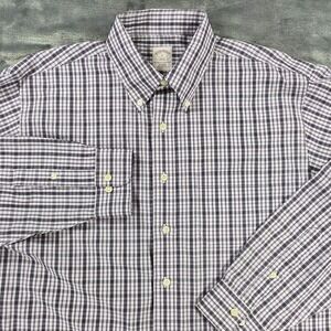 Brooks Brothers 346 Button Shirt Mens L Purple Plaid Classic Preppy Casual